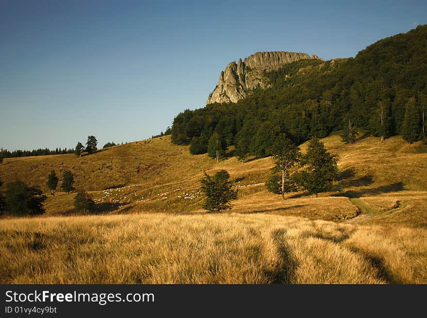 Sunset light in the mountains