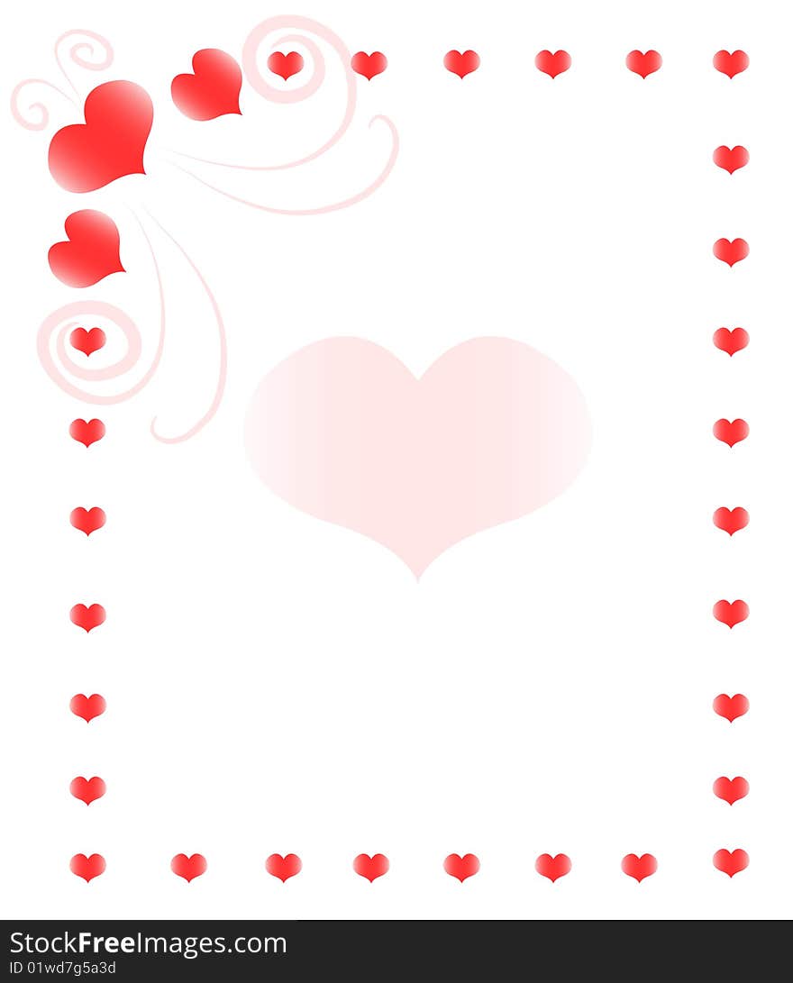 Background with hearts and swirls for romantic words. Background with hearts and swirls for romantic words