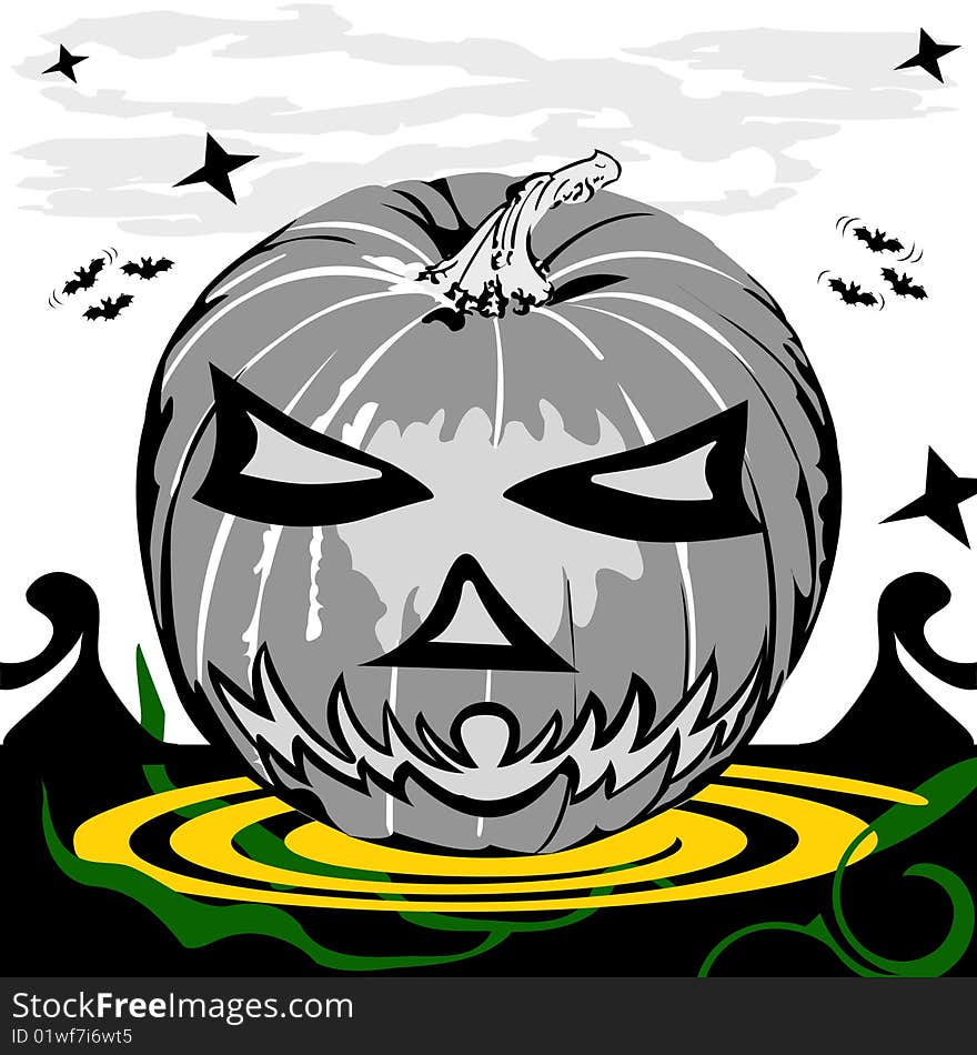 Vector illustration of a Halloween pumpkin in grunge design style. Vector illustration of a Halloween pumpkin in grunge design style.