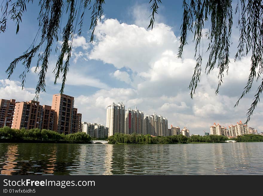 A nice Chinese modern community by the lake,Canton,China. A nice Chinese modern community by the lake,Canton,China