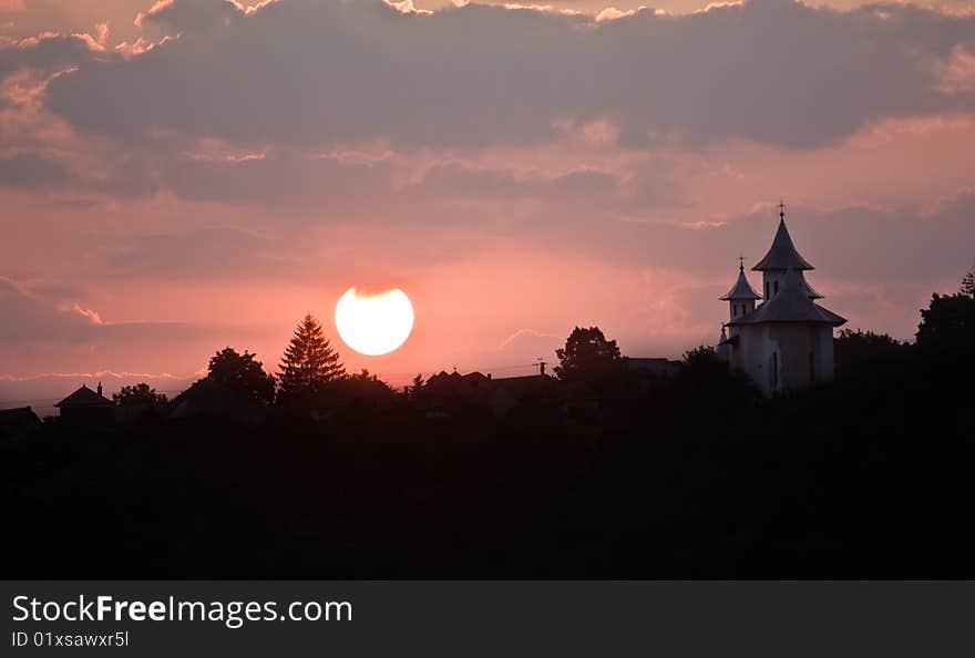 Old church in the sunset