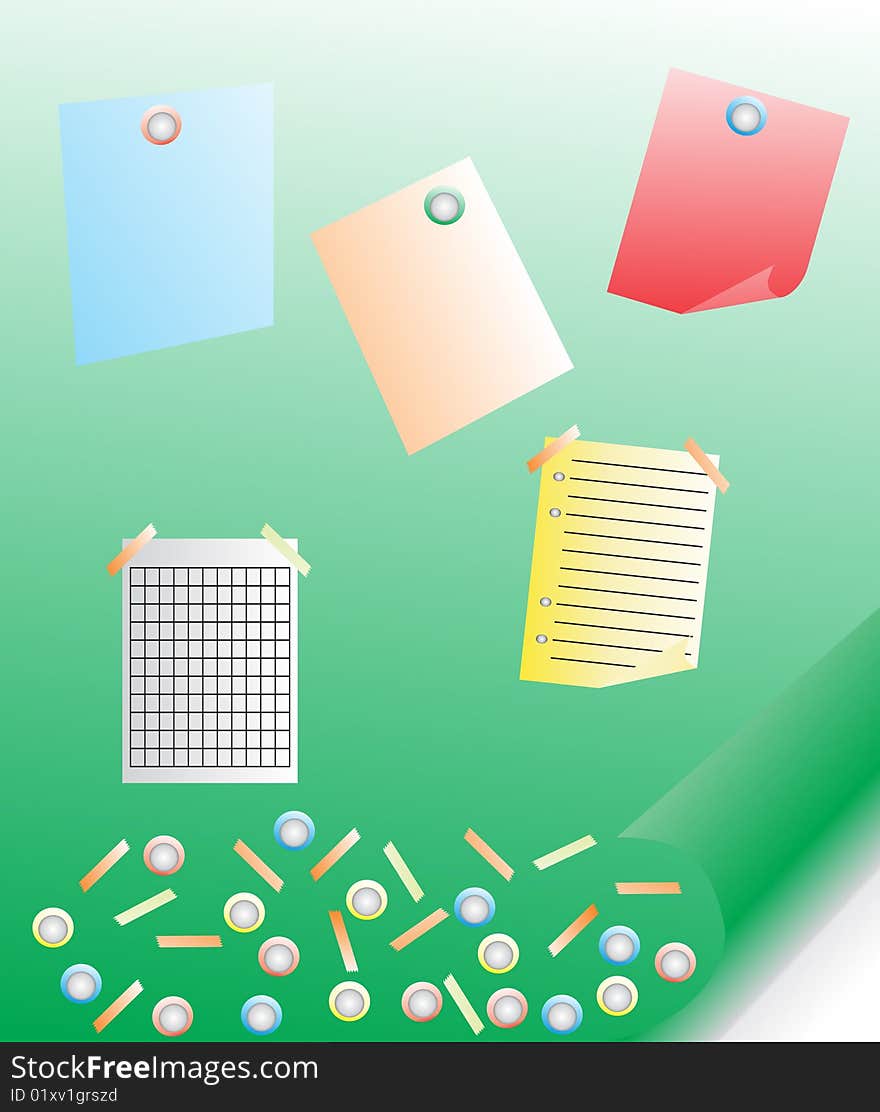 Note paper illustration on green background