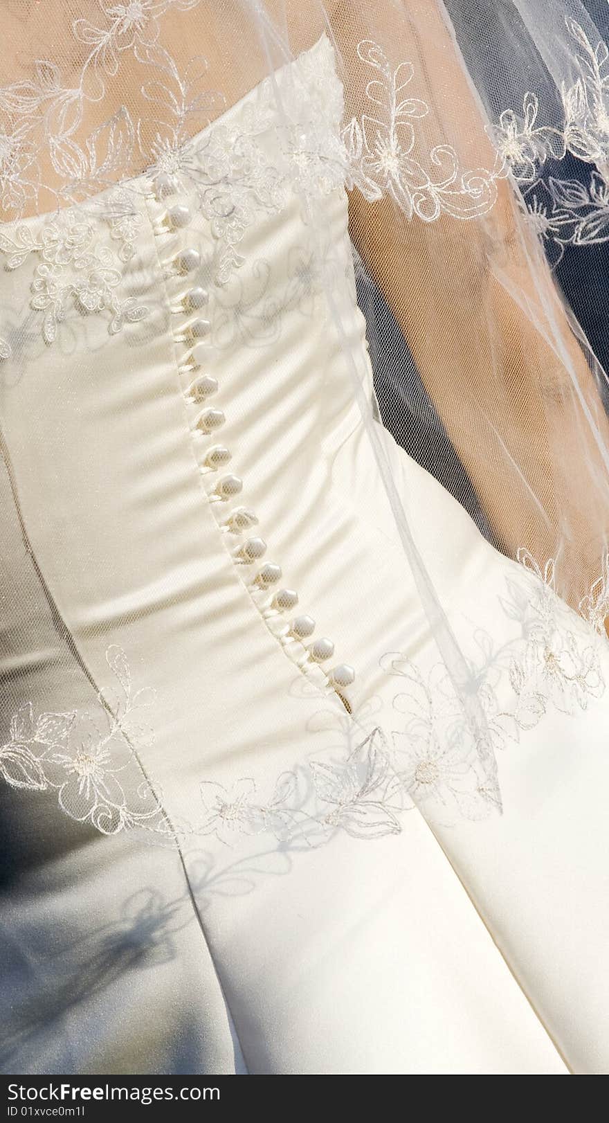 Backside of a beautiful dress of a bride