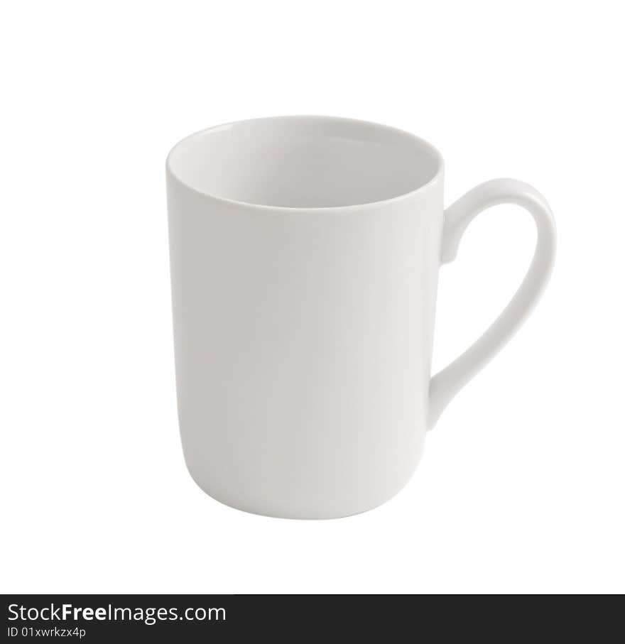 Empty white cup isolated on white. Clipping path included. Empty white cup isolated on white. Clipping path included