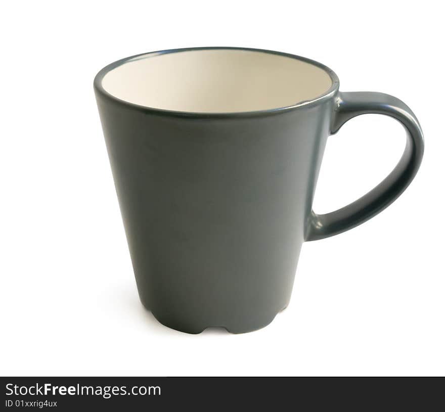 Black cup isolated on white with clipping path