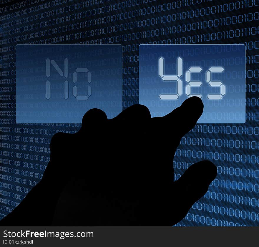 Finger clicks the yes button