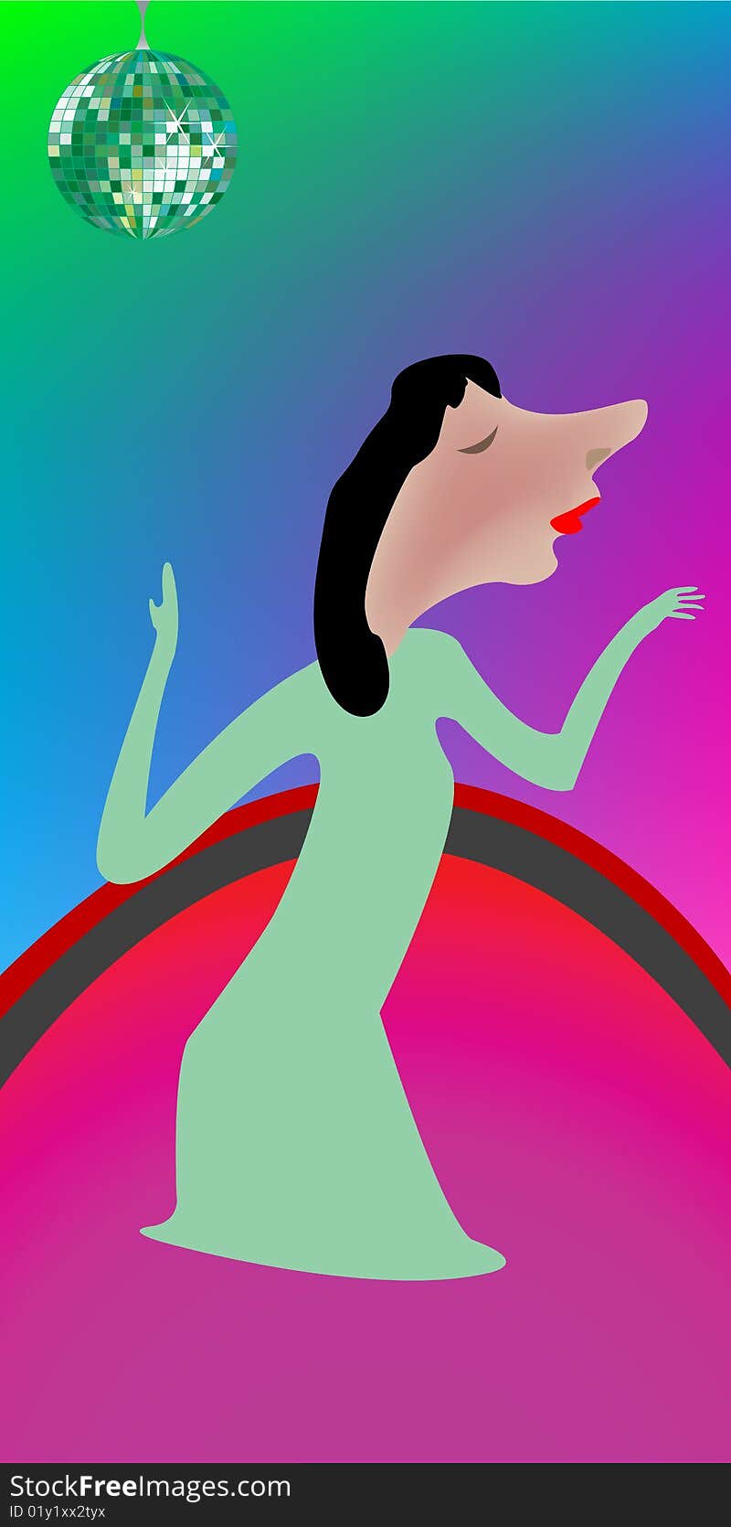 Beautiful girl dancing, vector art illustration