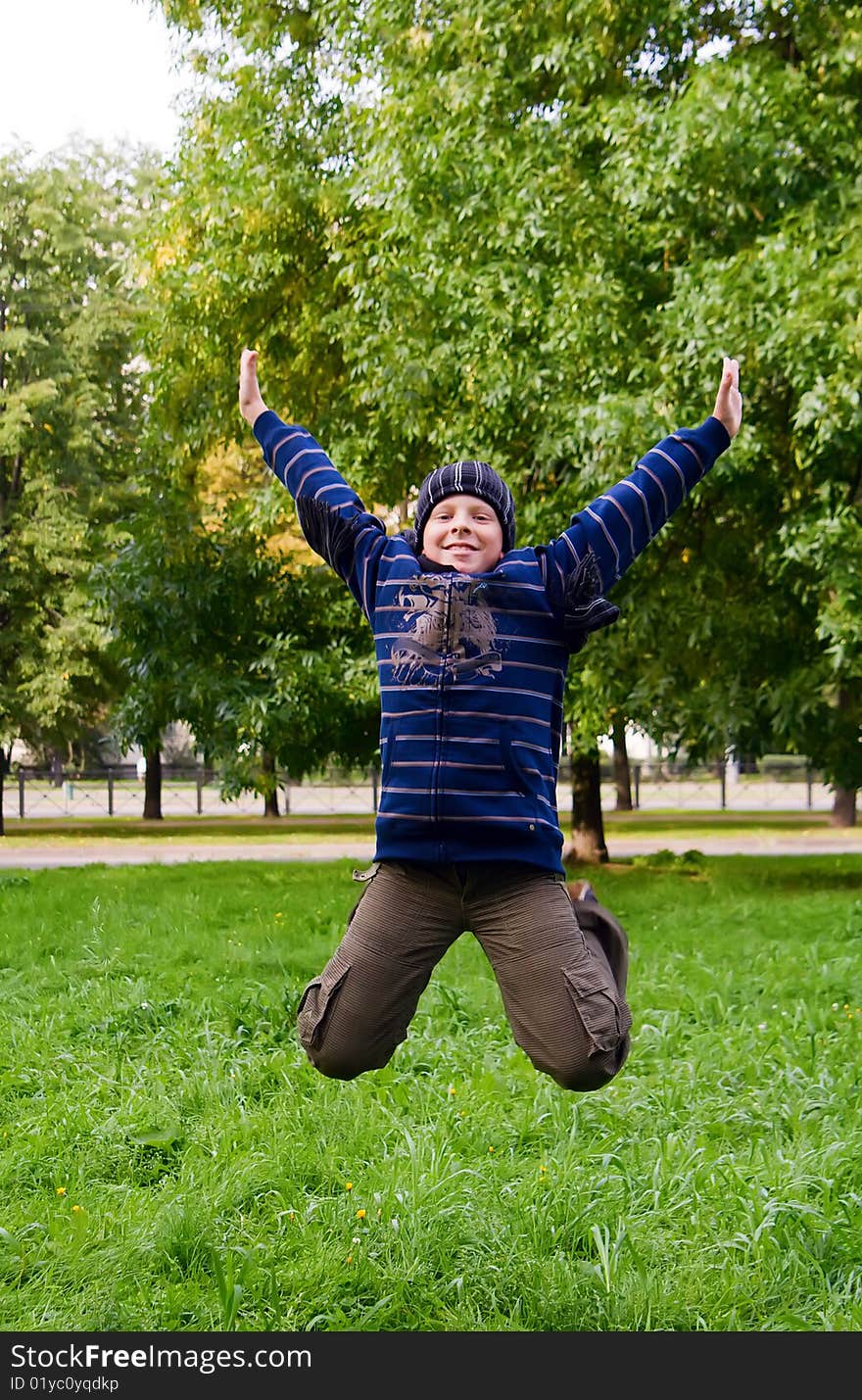 Jumping Teenager