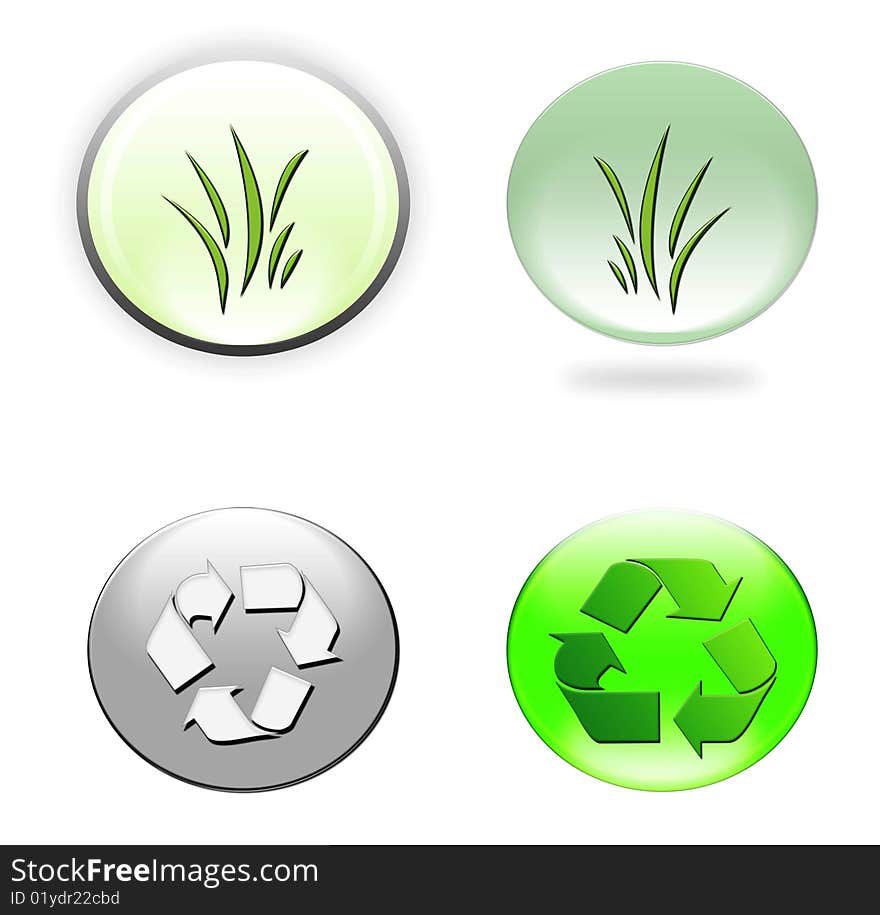 Set of environmental icons or stickers over white background