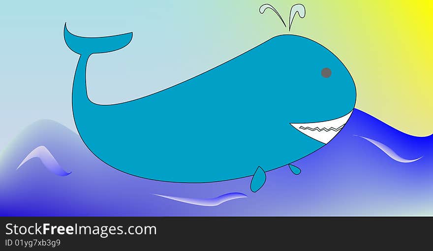 Drawing of a whale, vector art illustration; more drawings in my gallery