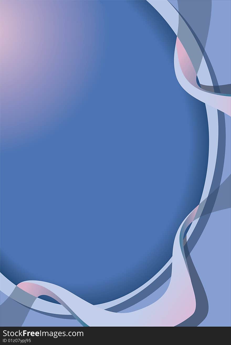 Abstract blue background with transparent ribbon, vector illustration