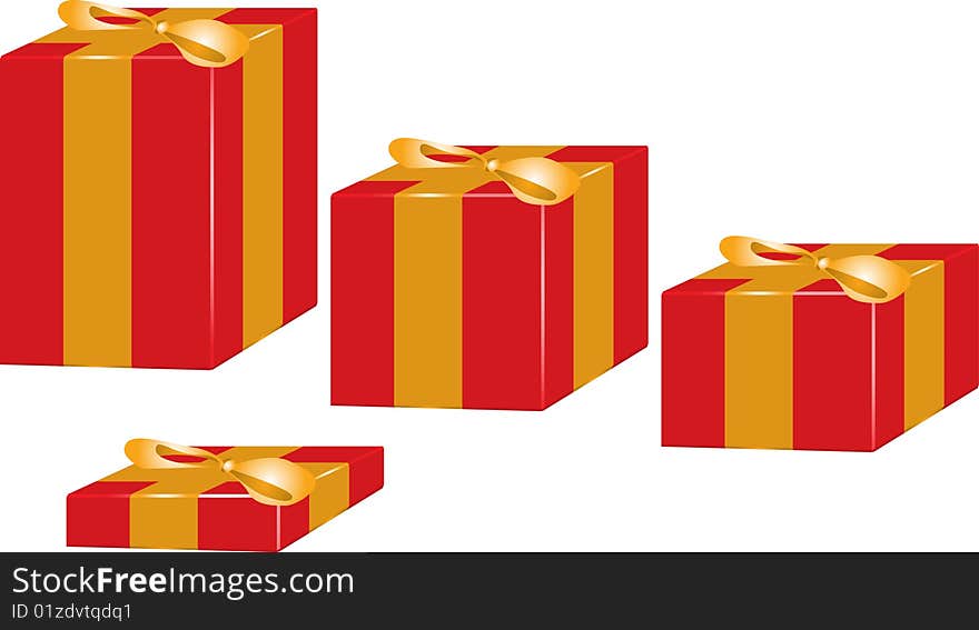 Present box bow red yellow