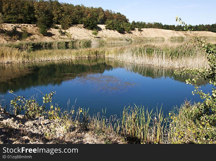 Lanscape with beautiful blue lake