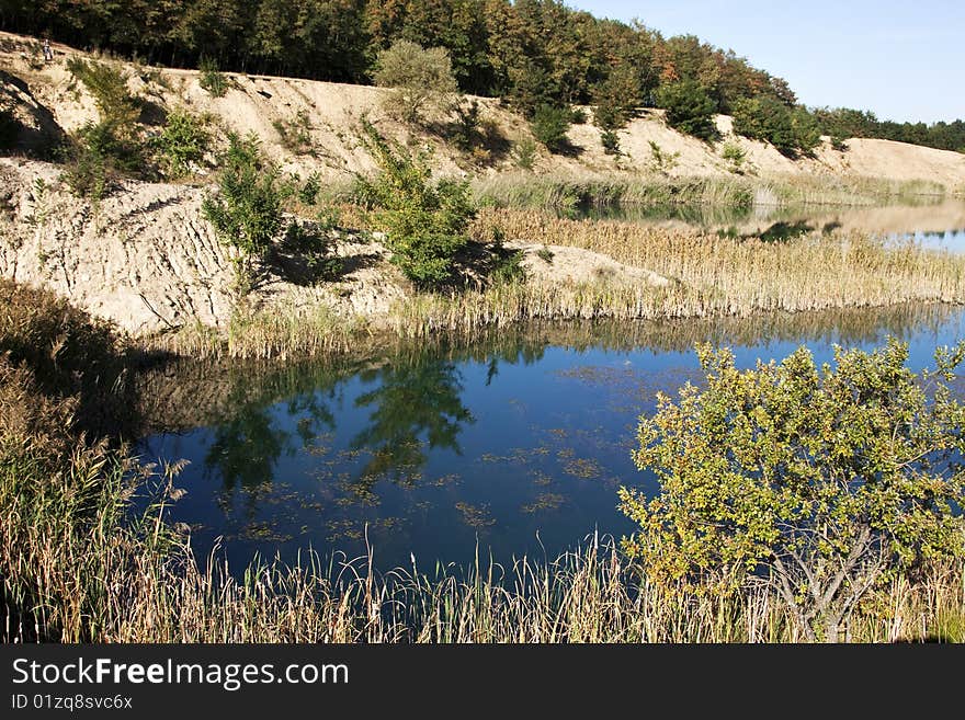 Landscape with beautiful blue lake