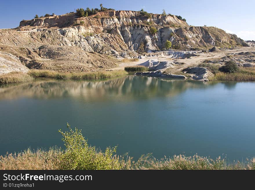 Landscape with beautiful blue lake