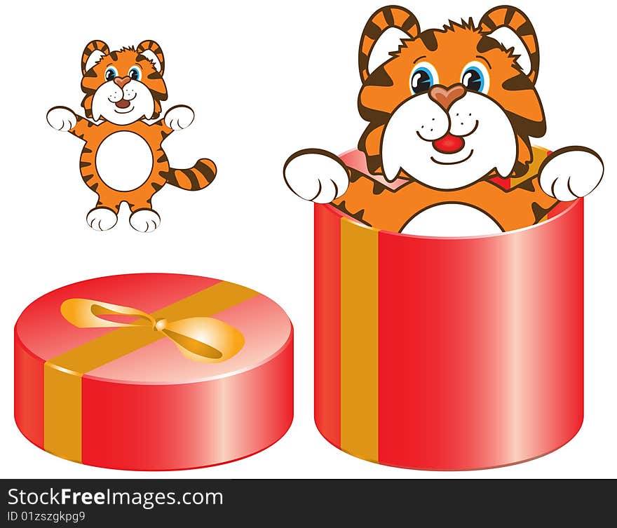 Tiger orange red box round symbol 2010. Tiger orange red box round symbol 2010