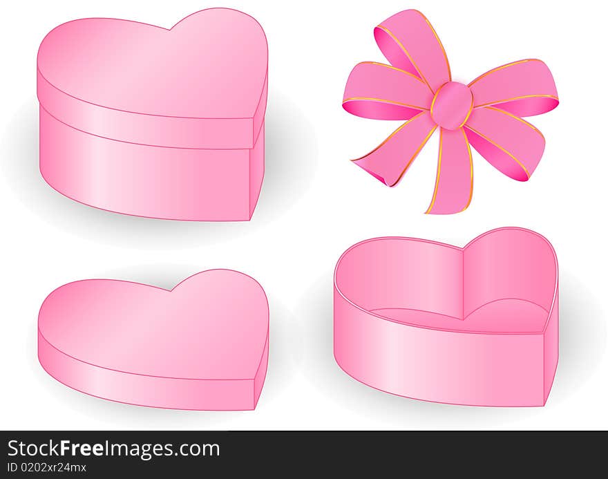 Present box heart pink bow vector graphic. Present box heart pink bow vector graphic