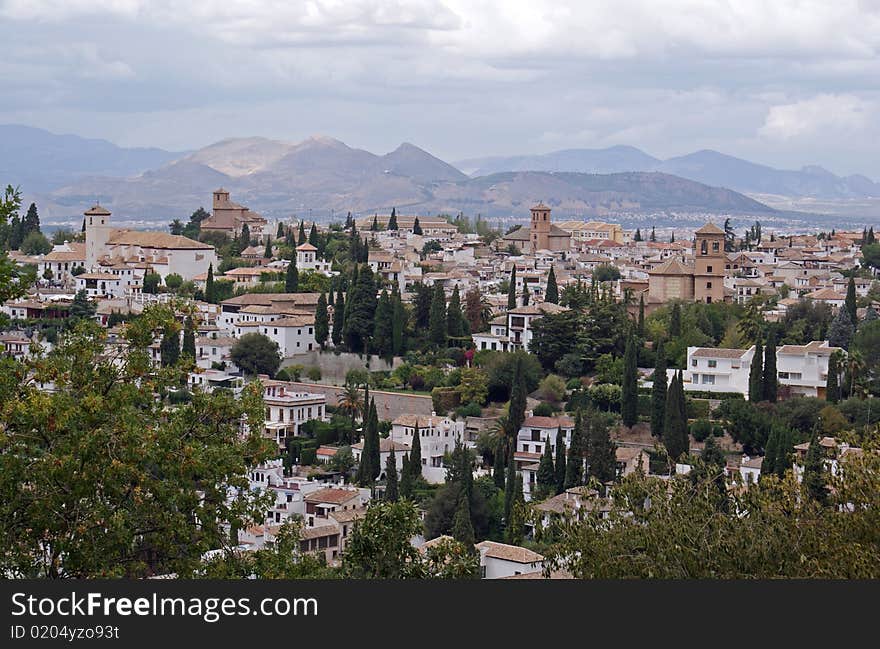 Panoramic vioew of granada taken from alhambra