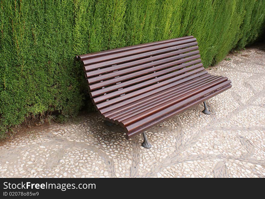 Bench at alhambra, granada, spain