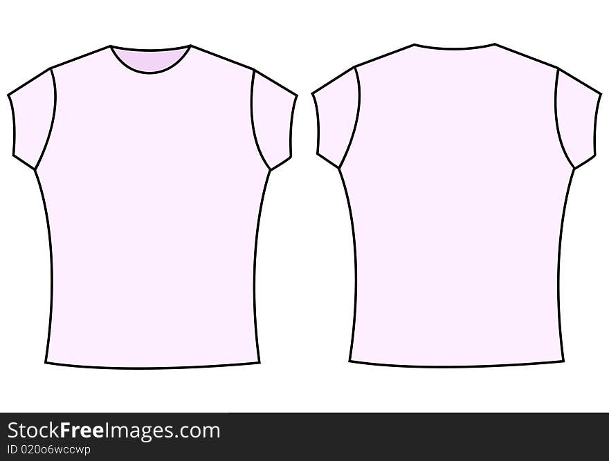 Vector illustration / template of a female T-shirt. All objects and details are isolated. Colors and white background color are easy to adjust/customize. Vector illustration / template of a female T-shirt. All objects and details are isolated. Colors and white background color are easy to adjust/customize.