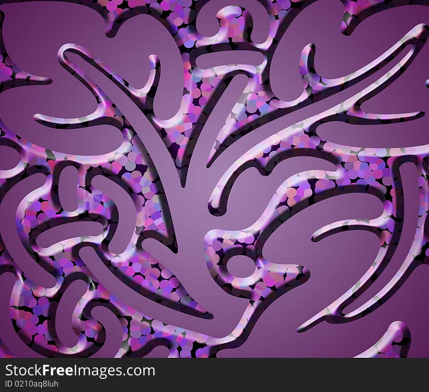 Abstract pattern isolated over purple background; digital art. Abstract pattern isolated over purple background; digital art