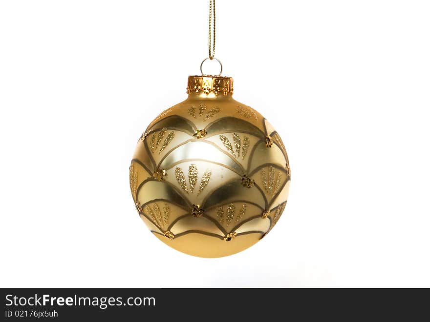 Close up on golden Christmas ball