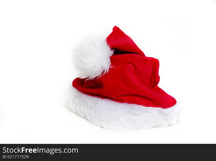 Red Santa hat isolated on white