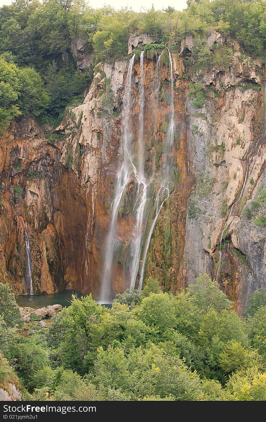 Beautiful waterfall in Plitvice Lakes, Croatia