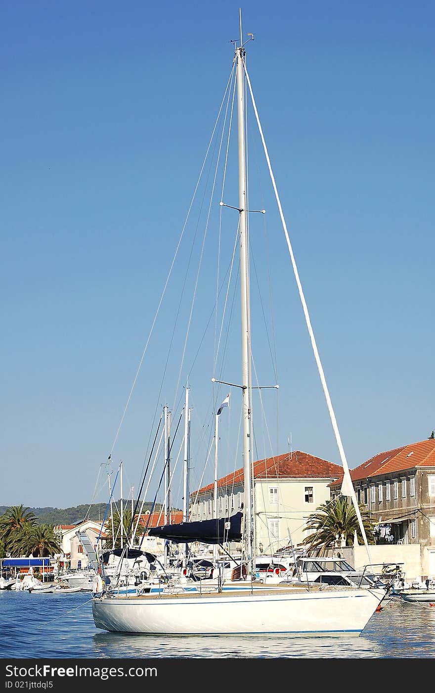 Boat in the town of Jelsa, Croatia