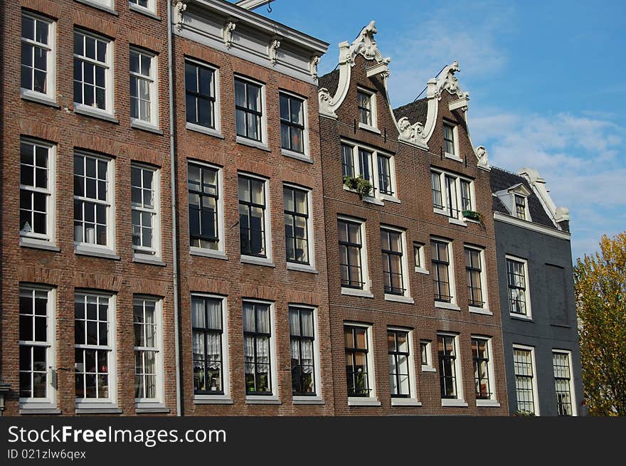 A row of houses in Amsterdam. A row of houses in Amsterdam