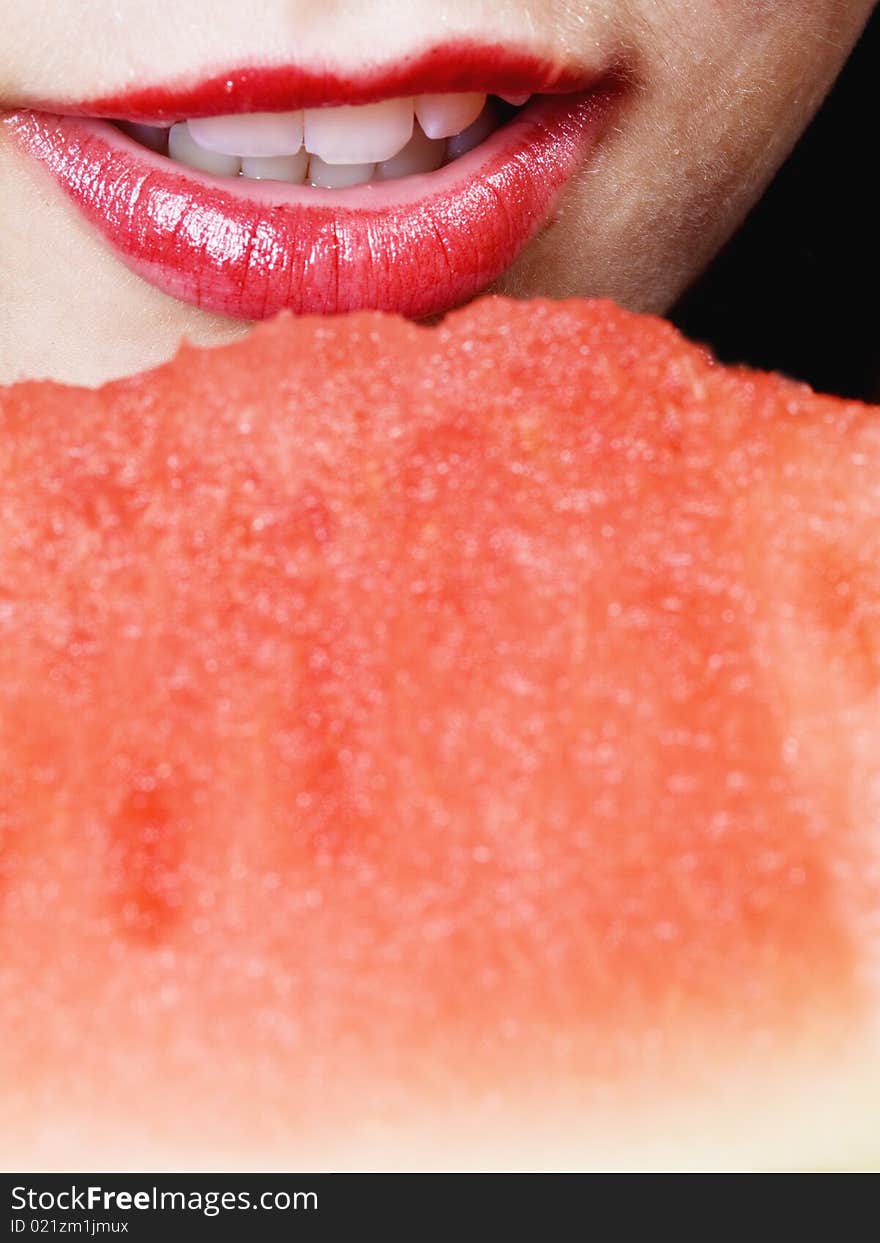 Luscious Lips and slice of Watermelon. Luscious Lips and slice of Watermelon