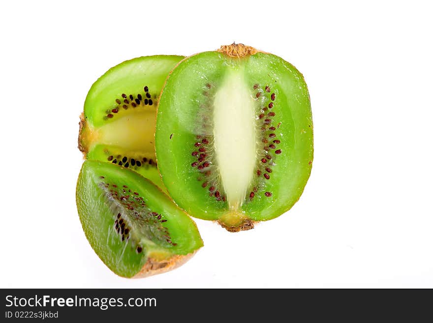 Sliced kiwi isolated on white background