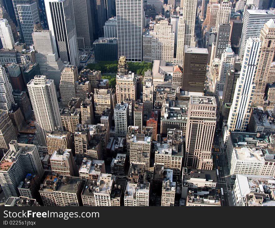 Manhattan buildings seen from Empire State building