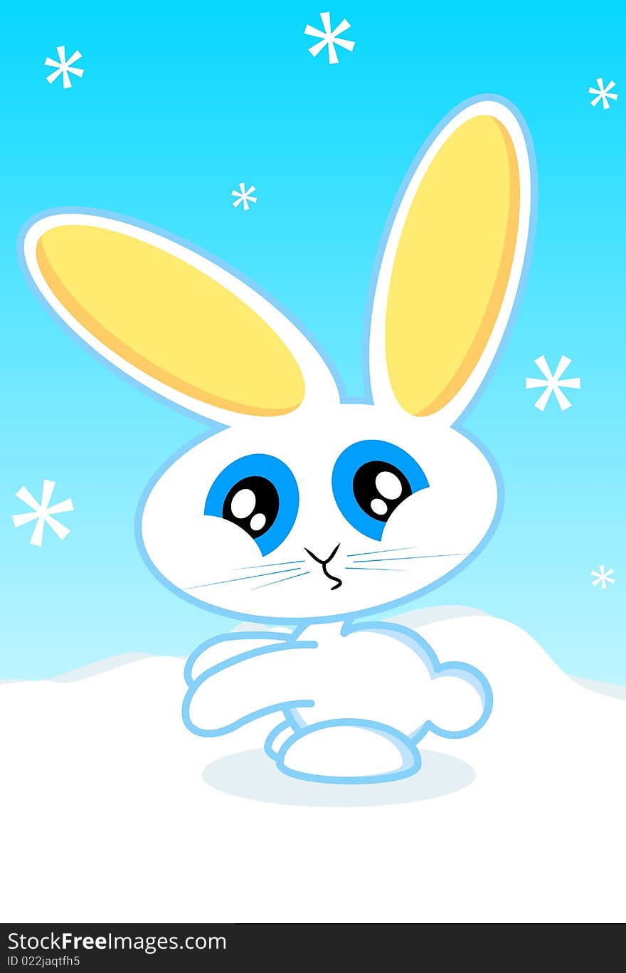 Vector cartoon of a rabbit during the winter holiday season. Vector cartoon of a rabbit during the winter holiday season.