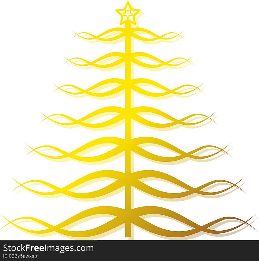 Decorative golden christmas tree drawing perfect for holiday and seasonal designs. Decorative golden christmas tree drawing perfect for holiday and seasonal designs