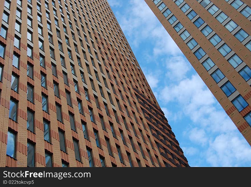 Two brown office buildings in the sky. Two brown office buildings in the sky