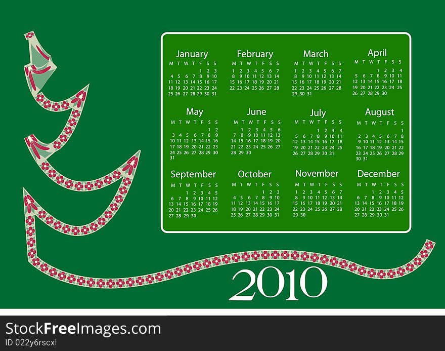 A calendar for 2010 and 2021 with background