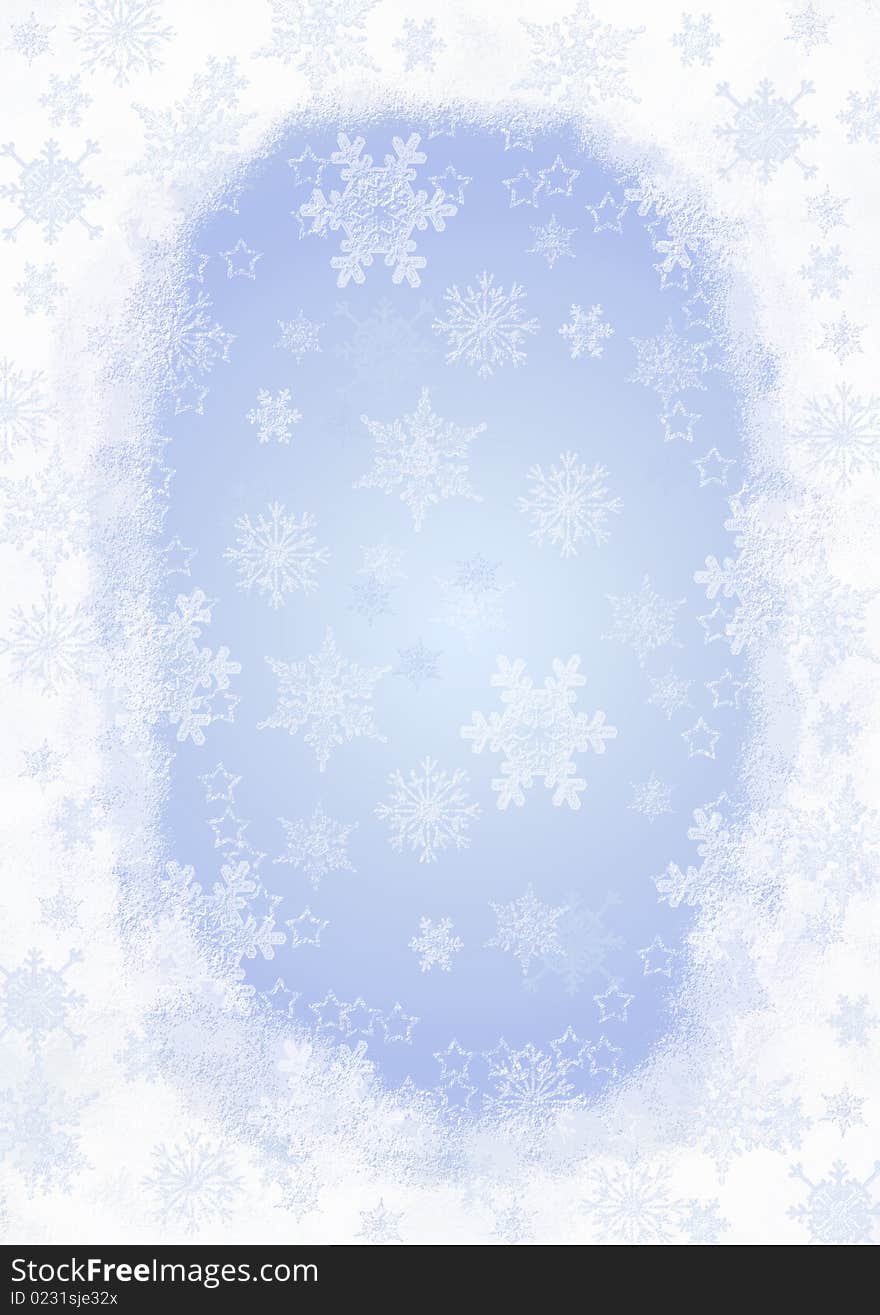 Christmas Blue Background With Snowflakes.