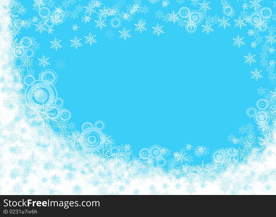 Christmas Blue Background With Snowflakes.