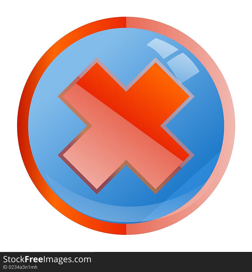 Glassy rounded cancel or ignore button. Glassy rounded cancel or ignore button