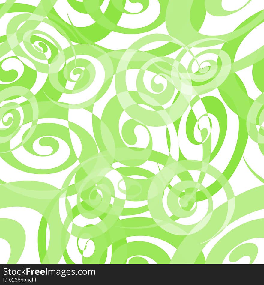 Vector illustration of Seamless Green Spiral Pattern