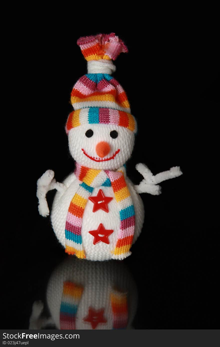 Snowman on black background