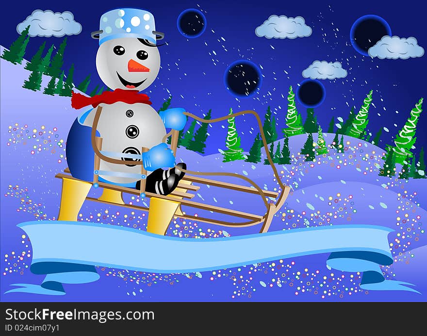 Snowman Sledging