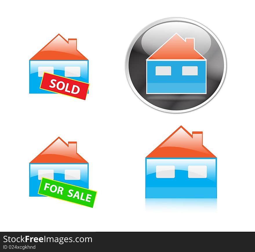 Set of real estate house icons isolated over white background. Set of real estate house icons isolated over white background