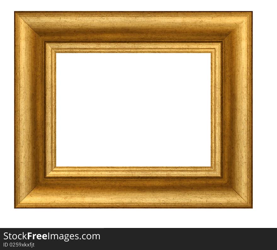 Wooden gold plated simple picture frame empty. Wooden gold plated simple picture frame empty