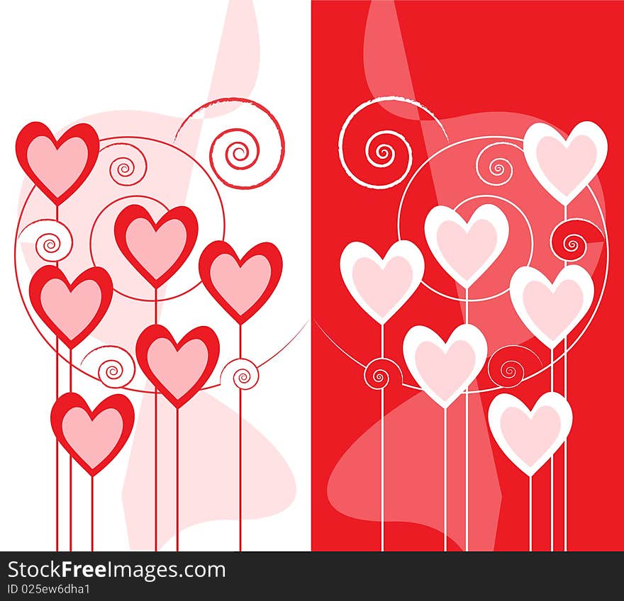 Greeting card design with hearts