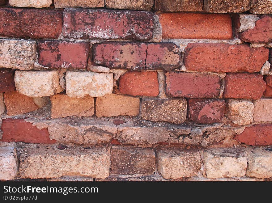 Texture of crumbling old brick wall. Texture of crumbling old brick wall.