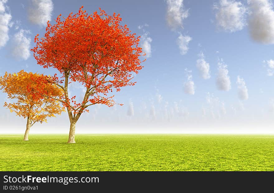 Autumn landscape with colorful trees