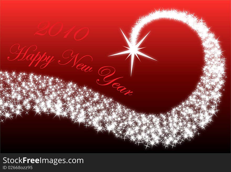 Happy new year 2010 with stars in red background. Happy new year 2010 with stars in red background