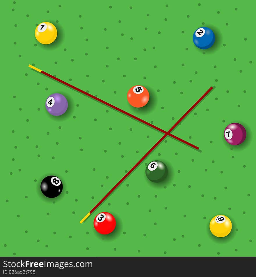 Vector illustration of colored seamless billiard background. Vector illustration of colored seamless billiard background.